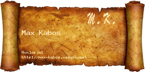 Max Kabos névjegykártya
